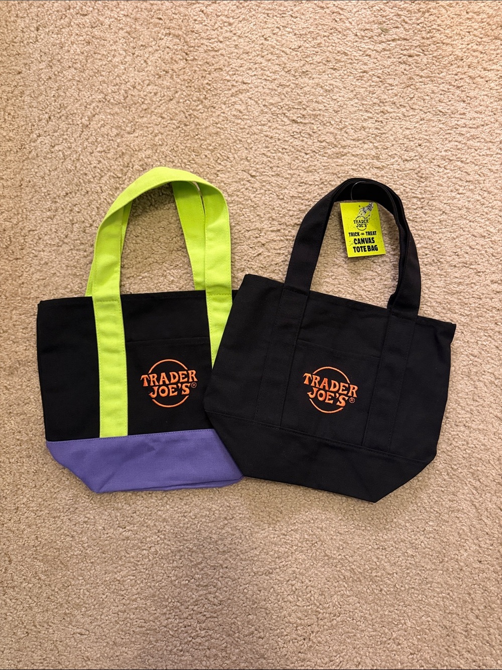 Trader Joe's Mini Trick or Treat Canvas Tote Bag Set